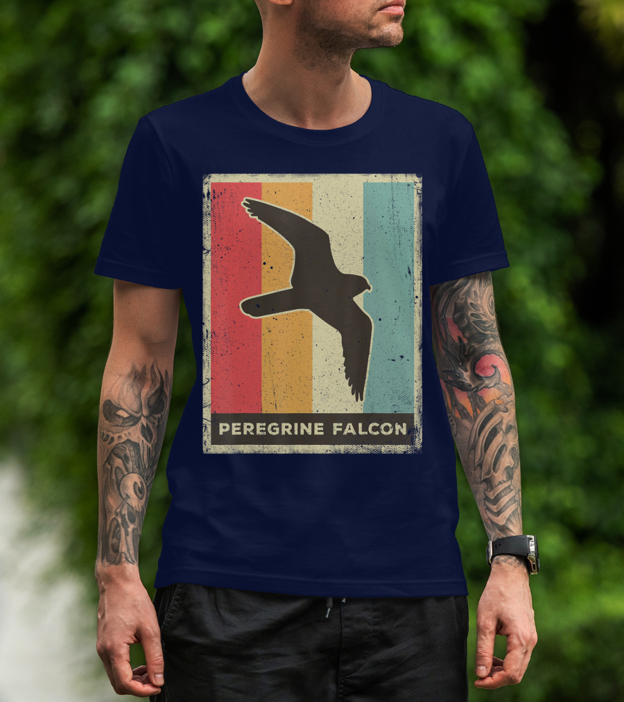 Peregrine Falcon Lover Vintage Animal Retro Stripes T-Shirt