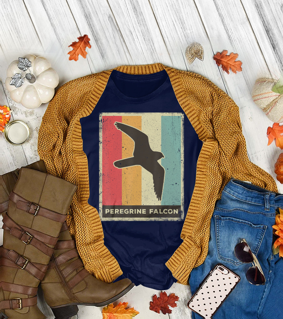 Peregrine Falcon Lover Vintage Animal Retro Stripes T-Shirt