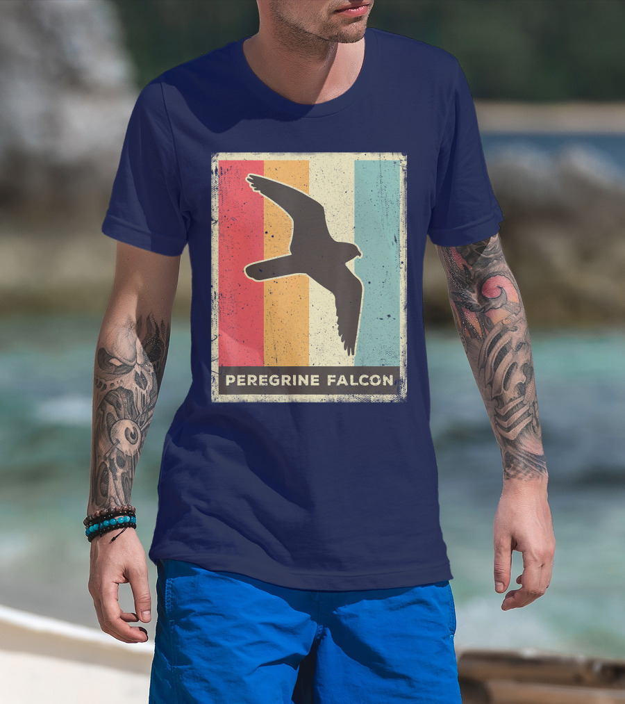 Peregrine Falcon Lover Vintage Animal Retro Stripes T-Shirt
