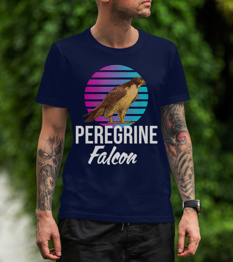 Peregrine Falcon Bird Retro Stripes Falcon Animal T-Shirt