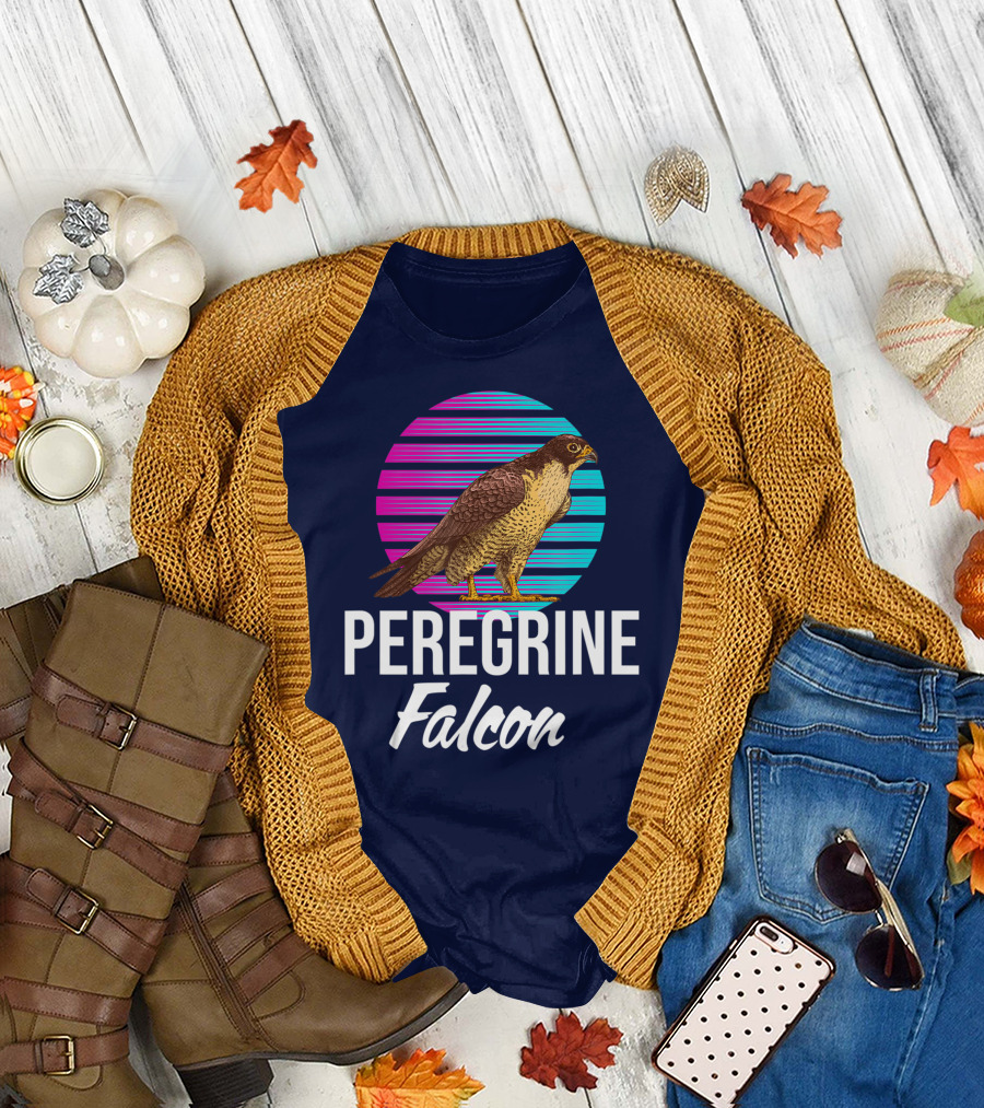 Peregrine Falcon Bird Retro Stripes Falcon Animal T-Shirt