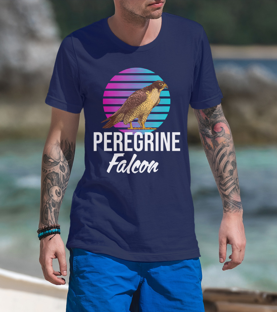 Peregrine Falcon Bird Retro Stripes Falcon Animal T-Shirt
