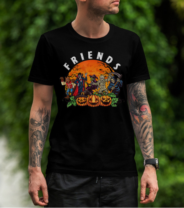 Friends Cartoon Horror Movie Monsters Halloween Icons T-Shirt