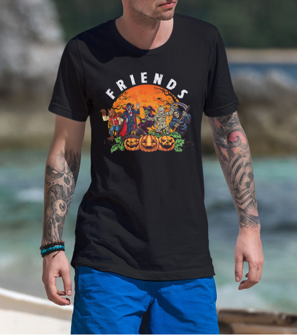 Friends Cartoon Horror Movie Monsters Halloween Icons T-Shirt