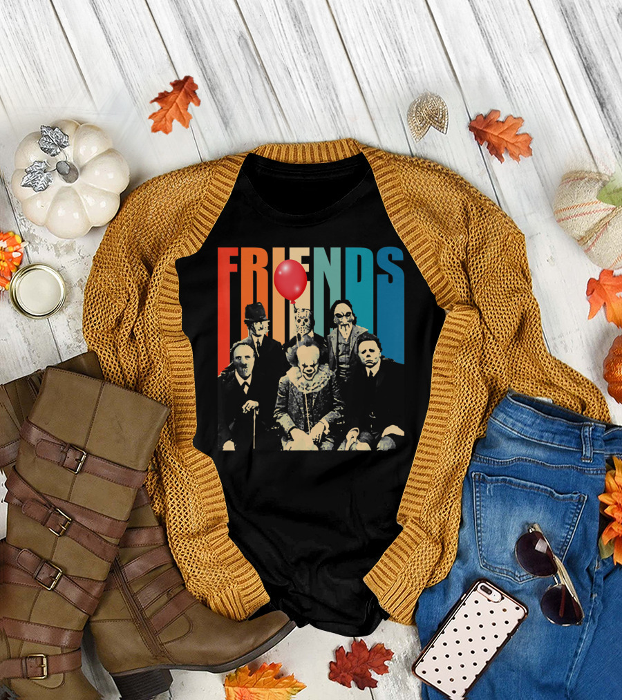 Friends Evil Scary Haunted Halloween Mask Horror Characters Balloon T-Shirt