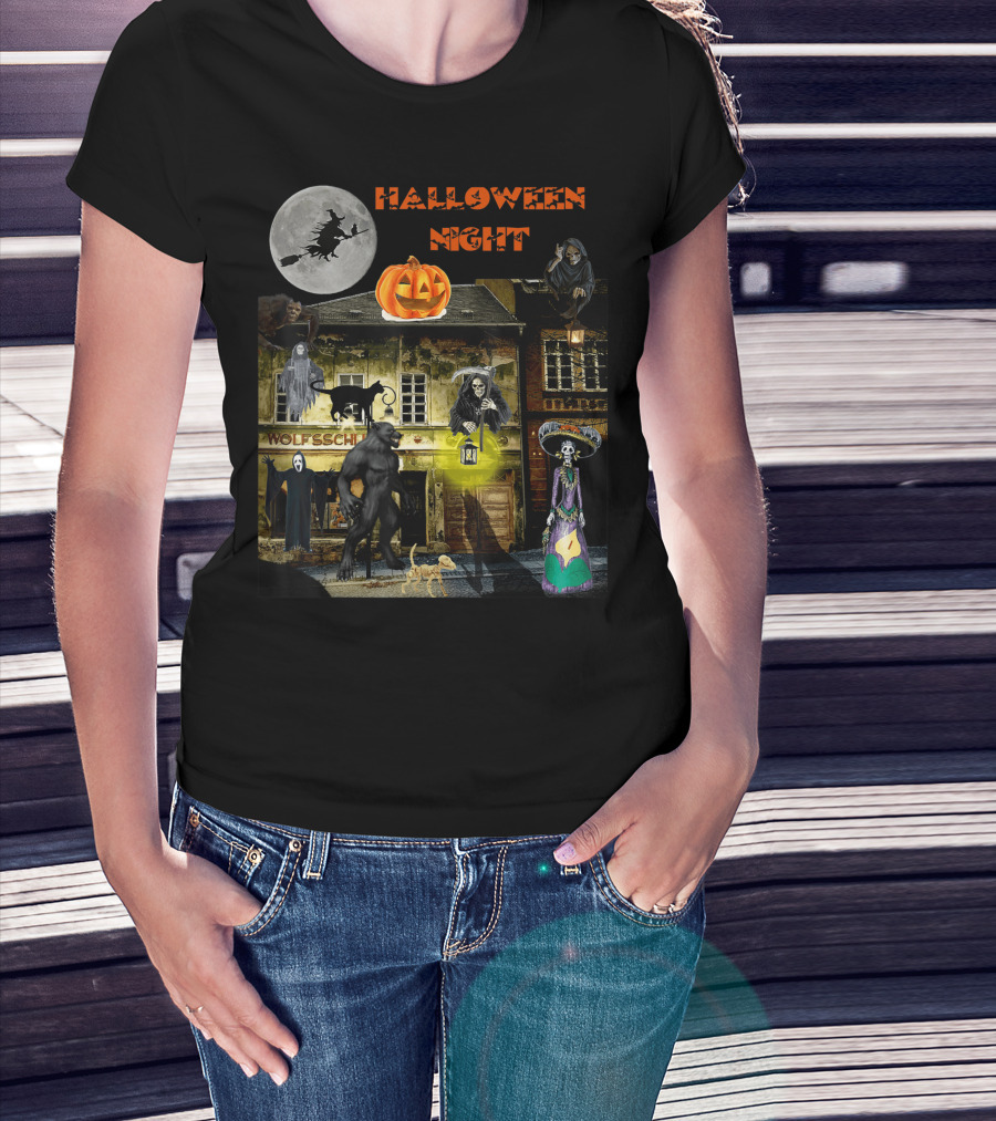 Halloween Night Haunted Classic Monsters House T-Shirt