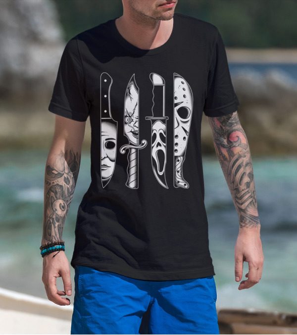 Horror Movie Knives Machete Friday Scary Icons T-Shirt