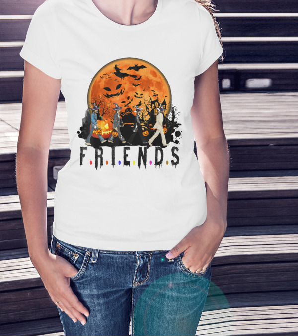 Halloween Friends Full Moon Walk With Characters Trick Or Treat T-Shirt