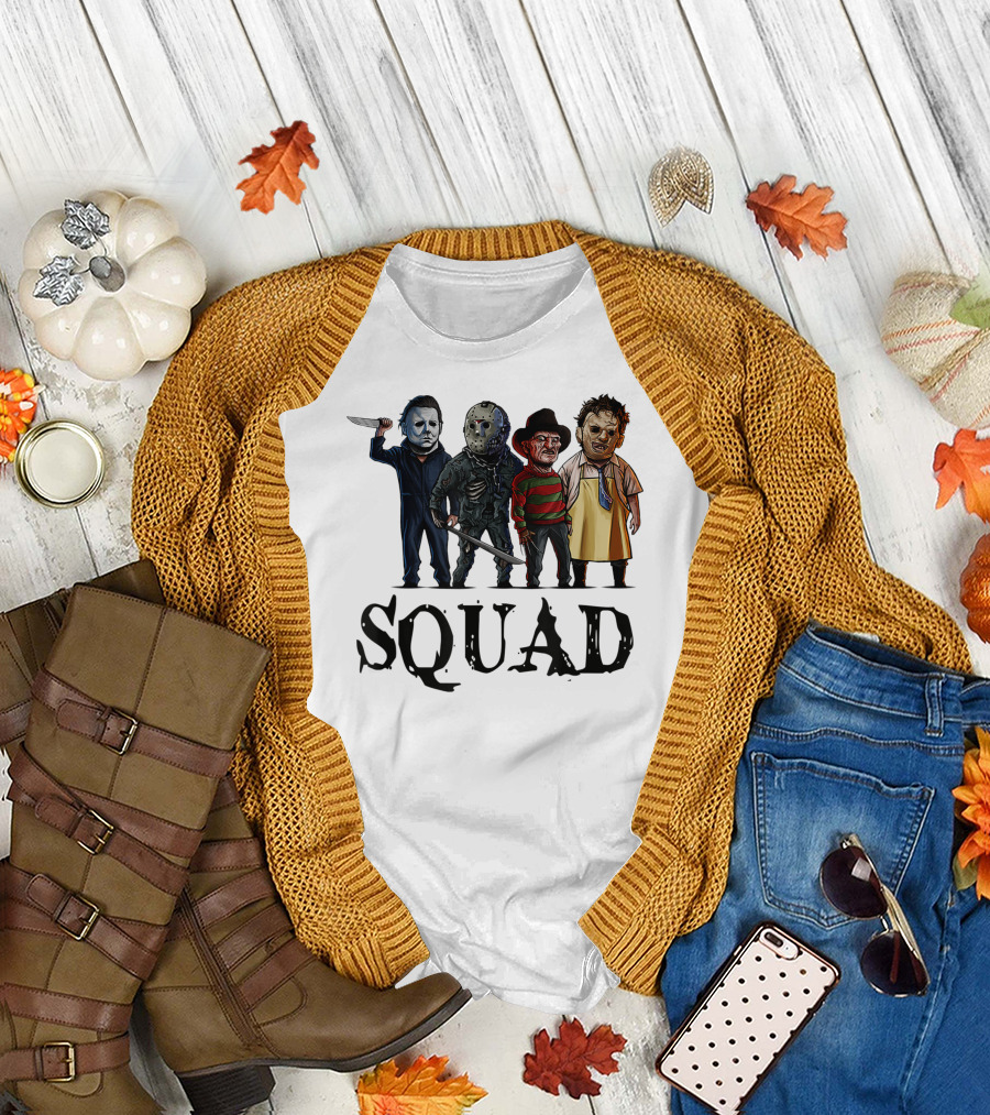 Halloween Horror Movies Fan Lover Squad Iconic Characters T-Shirt