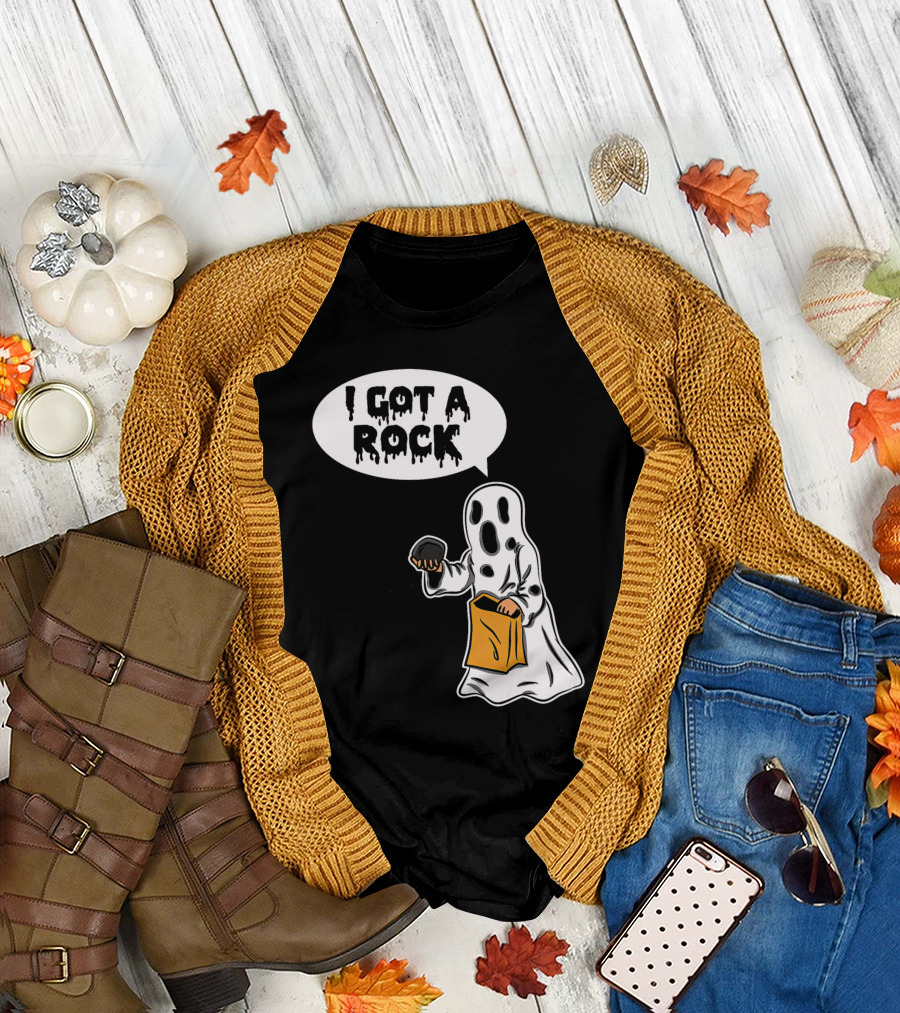 I Got a Rock Ghost Trick-or-Treating Halloween Humor T-Shirt