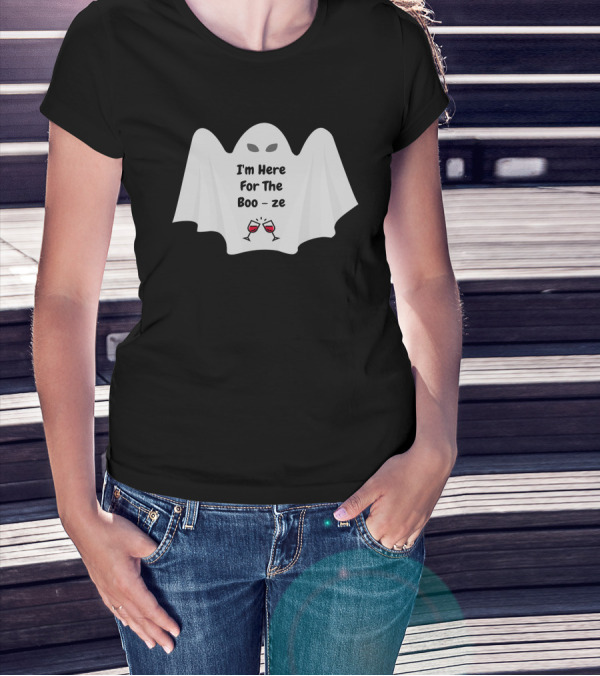 I'm Here For The Boo-ze Halloween Ghost T-Shirt