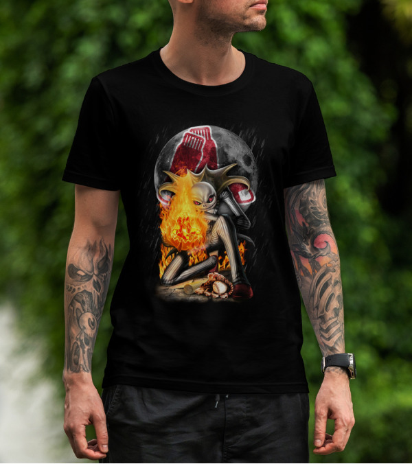 Jack Skellington Boston Red Sox Skeletal Flames Moon Baseball Fusion T-Shirt