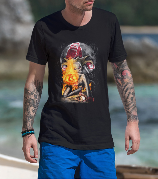 Jack Skellington Boston Red Sox Skeletal Flames Moon Baseball Fusion T-Shirt