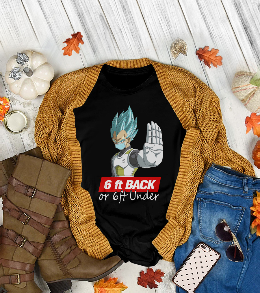6 ft Back or 6 ft Under Vegeta With Mask T-Shirt