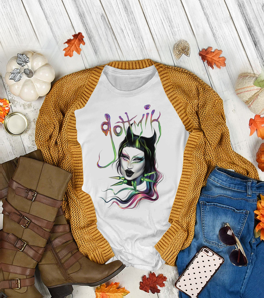 gottmik Black Cat Ears Spiked Collar Colorful Face T-Shirt