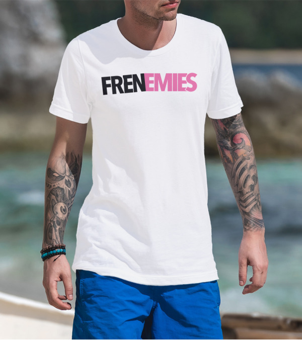 H3 Frenemies Pink And Black Text Logo Merch T-Shirt