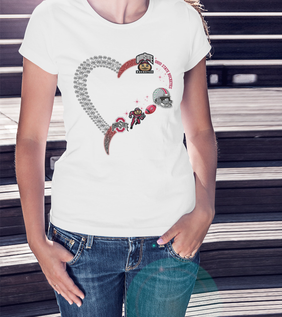 Ohio State Buckeyes Heart Brutus 1908 Football Helmet T-Shirt