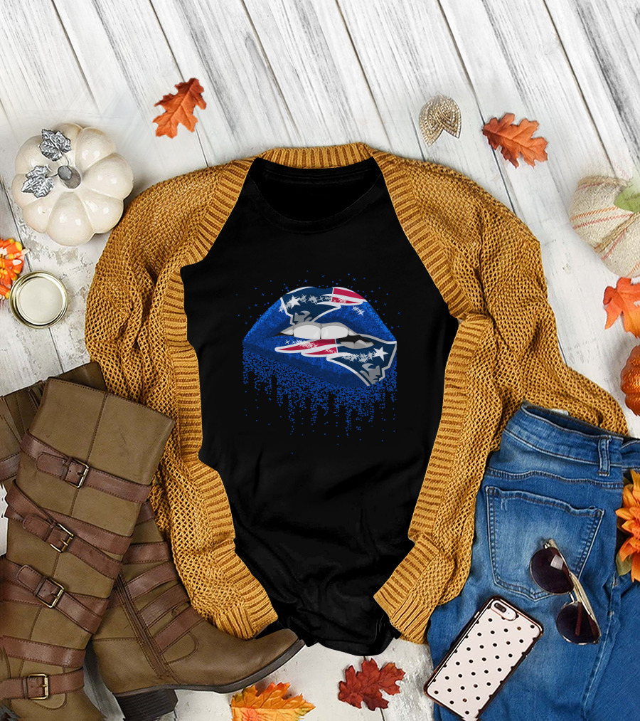 New England Patriots Blue Lips T-Shirt