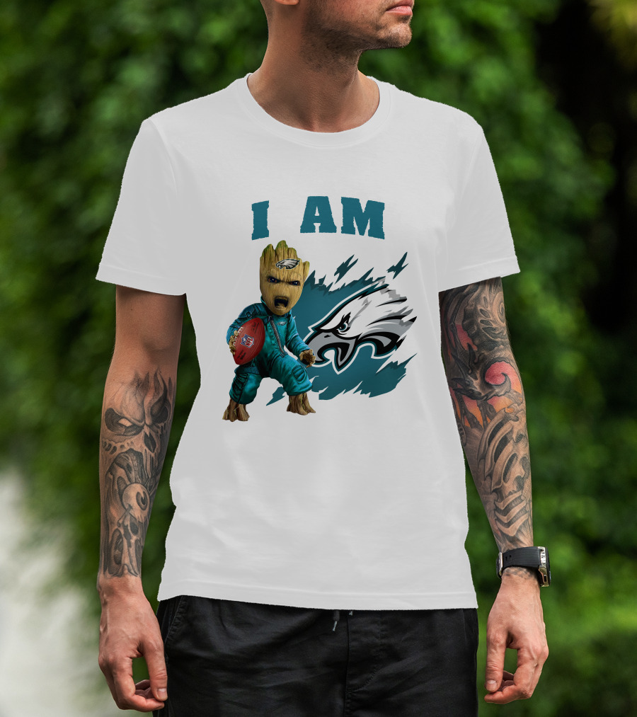 I Am Groot Philadelphia Eagles Football Marvel Crossover T-Shirt