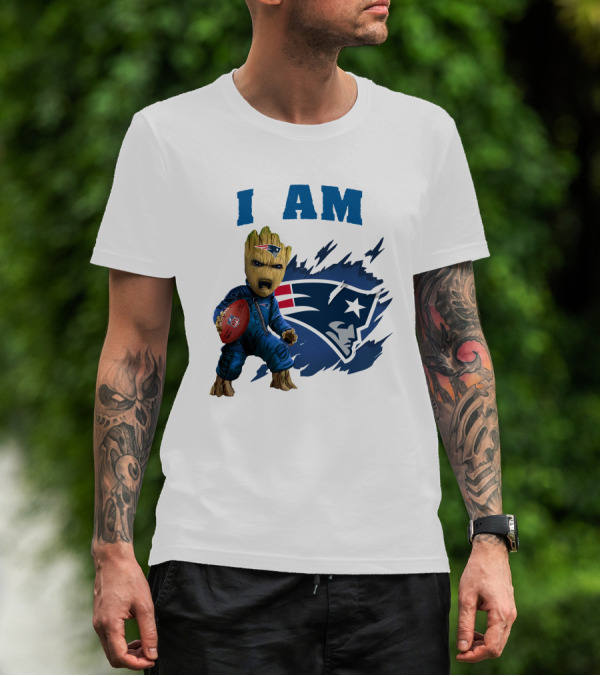 I Am Groot New England Patriots Football Character With Team T-Shirt