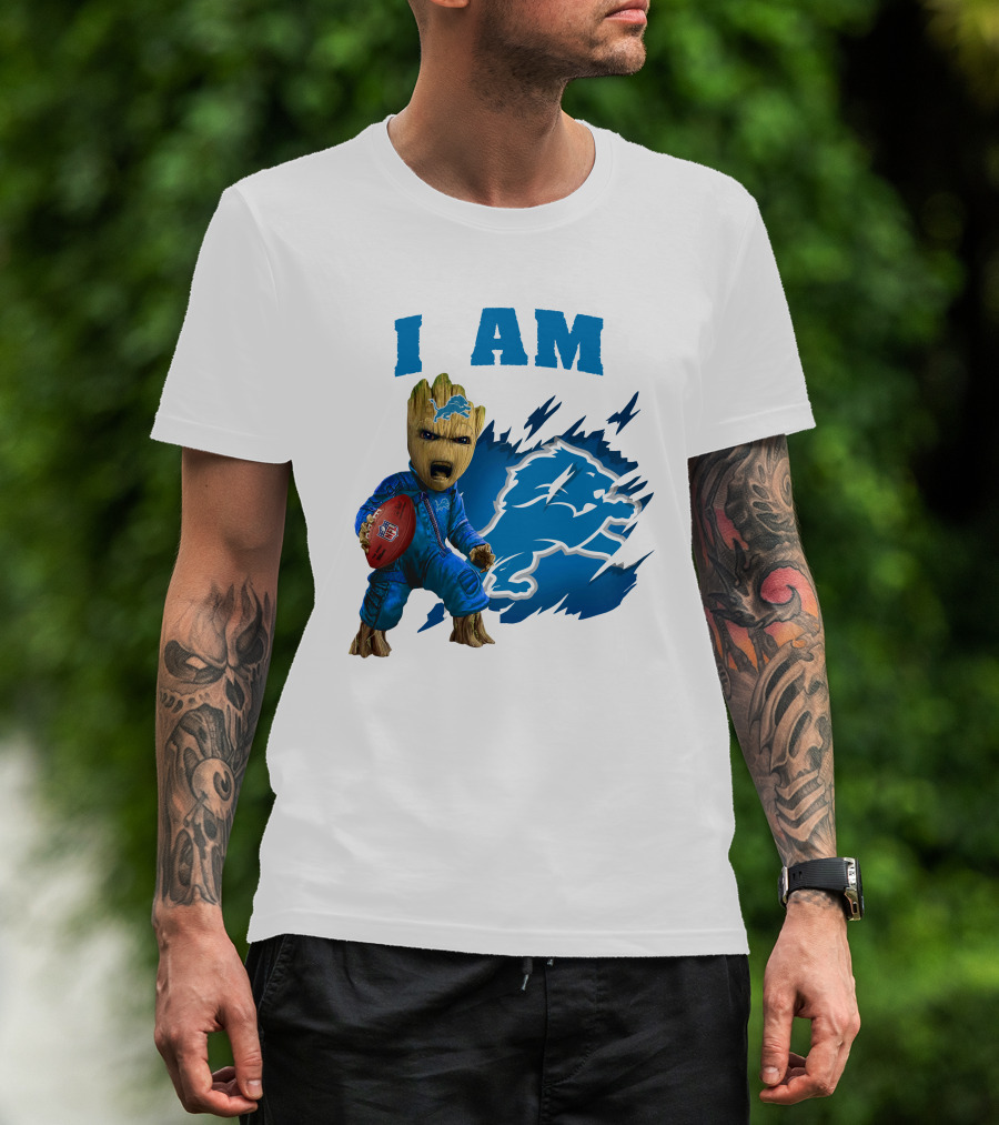 I Am Groot Detroit Lions Football Fan Mashup T-Shirt