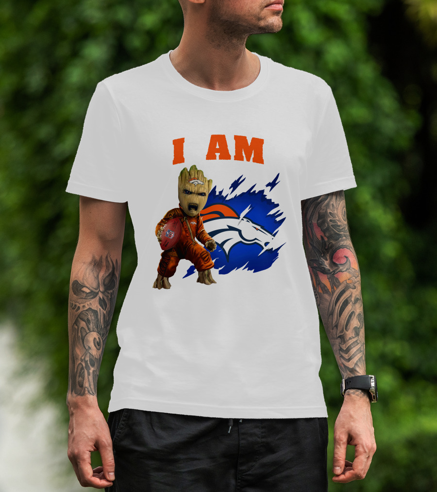I Am Groot Denver Broncos Football Fan Character T-Shirt
