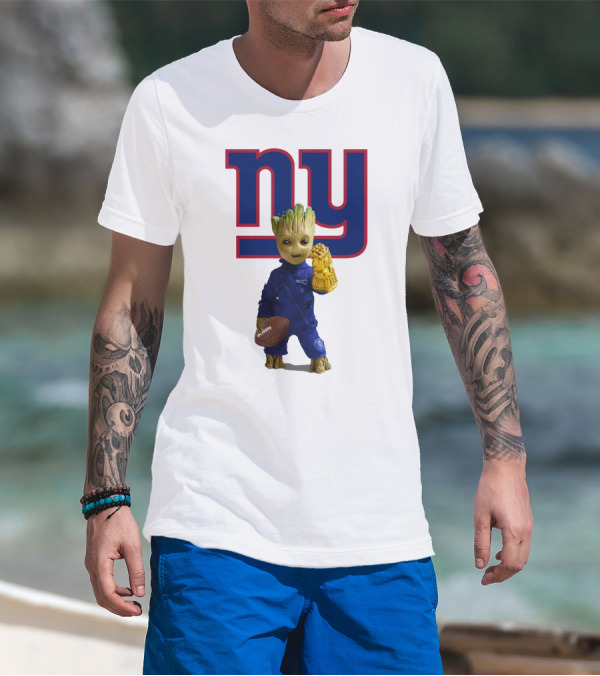 NY Giants Groot Football Infinity Gauntlet T-Shirt