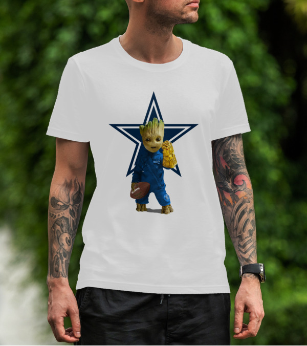 Dallas Cowboys Groot Football Infinity Gauntlet Star T-Shirt