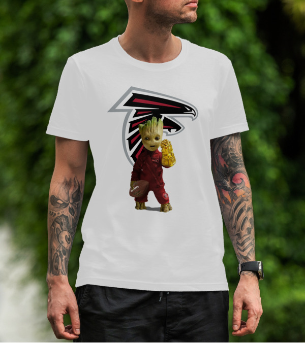 Atlanta Falcons Groot Holding Football And Glove T-Shirt