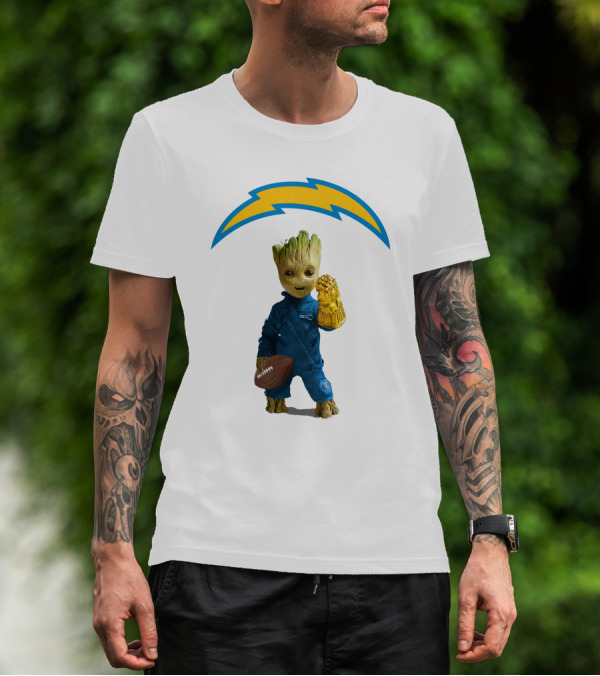 Los Angeles Chargers Groot Infinity Gauntlet Football T-Shirt
