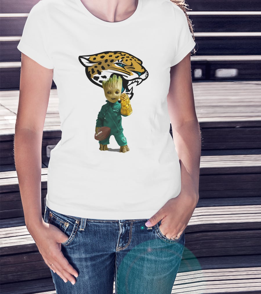 Jacksonville Jaguars Groot Football Infinity Gauntlet T-Shirt