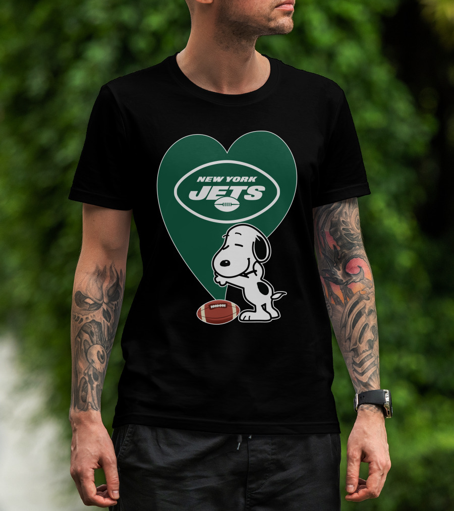New York Jets Football Heart Snoopy Hug T-Shirt