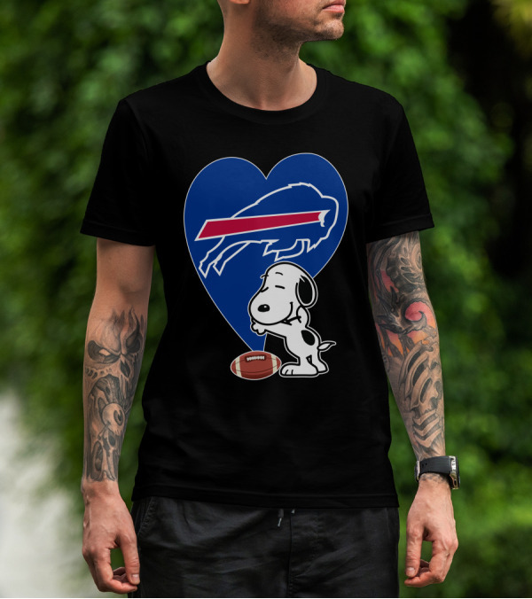 Buffalo Bills Snoopy Hug Heart Football T-Shirt