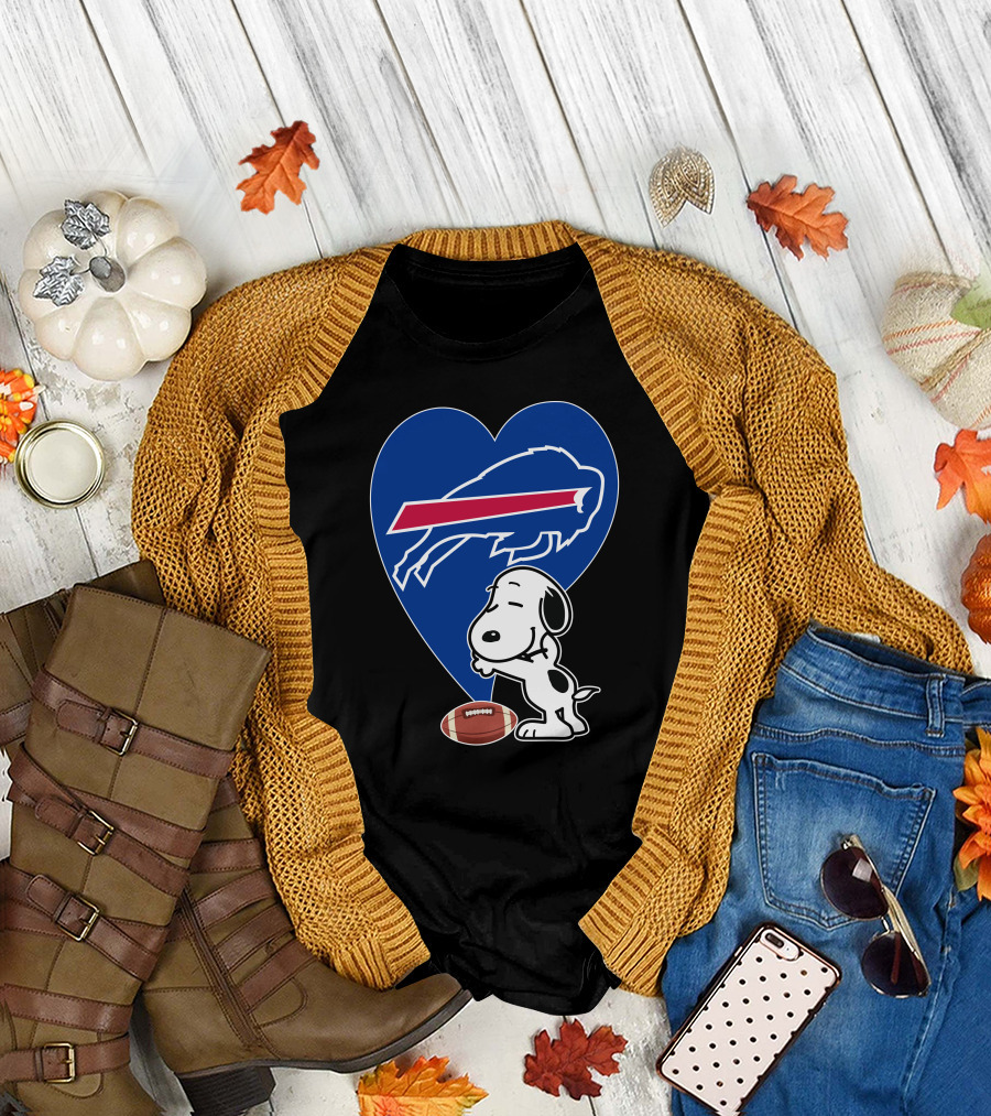 Buffalo Bills Snoopy Hug Heart Football T-Shirt
