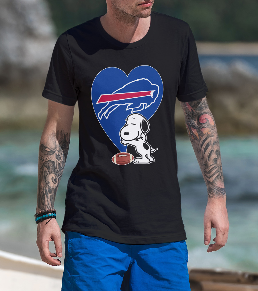 Buffalo Bills Snoopy Hug Heart Football T-Shirt