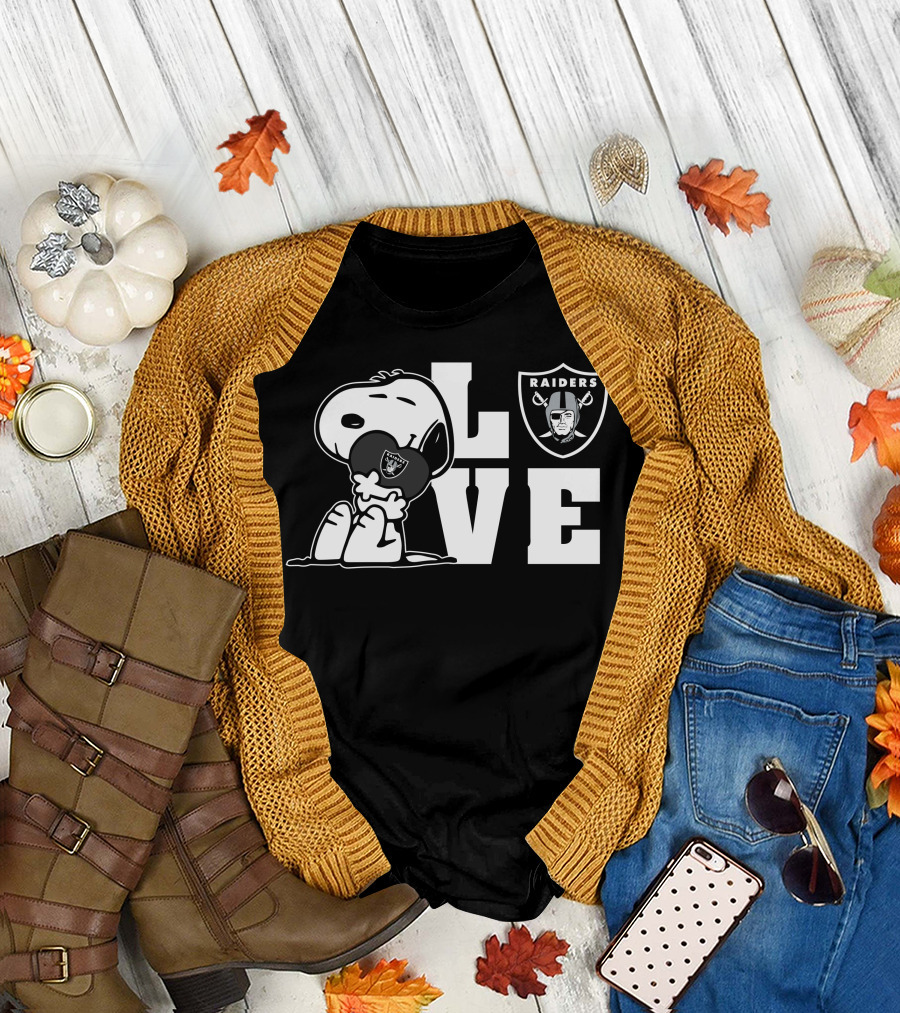 Snoopy Love Las Vegas Raiders Raiders Logo Football T-Shirt