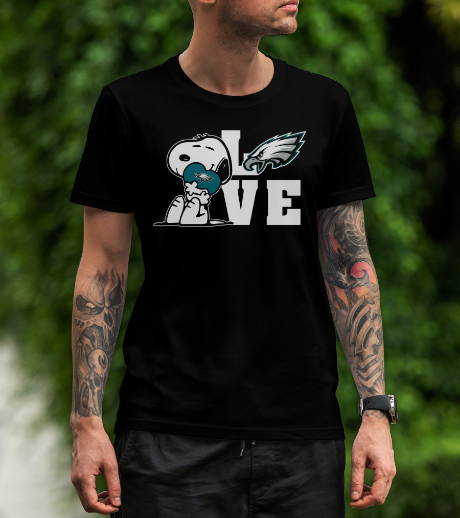 Snoopy Love Philadelphia Eagles Heart T-Shirt