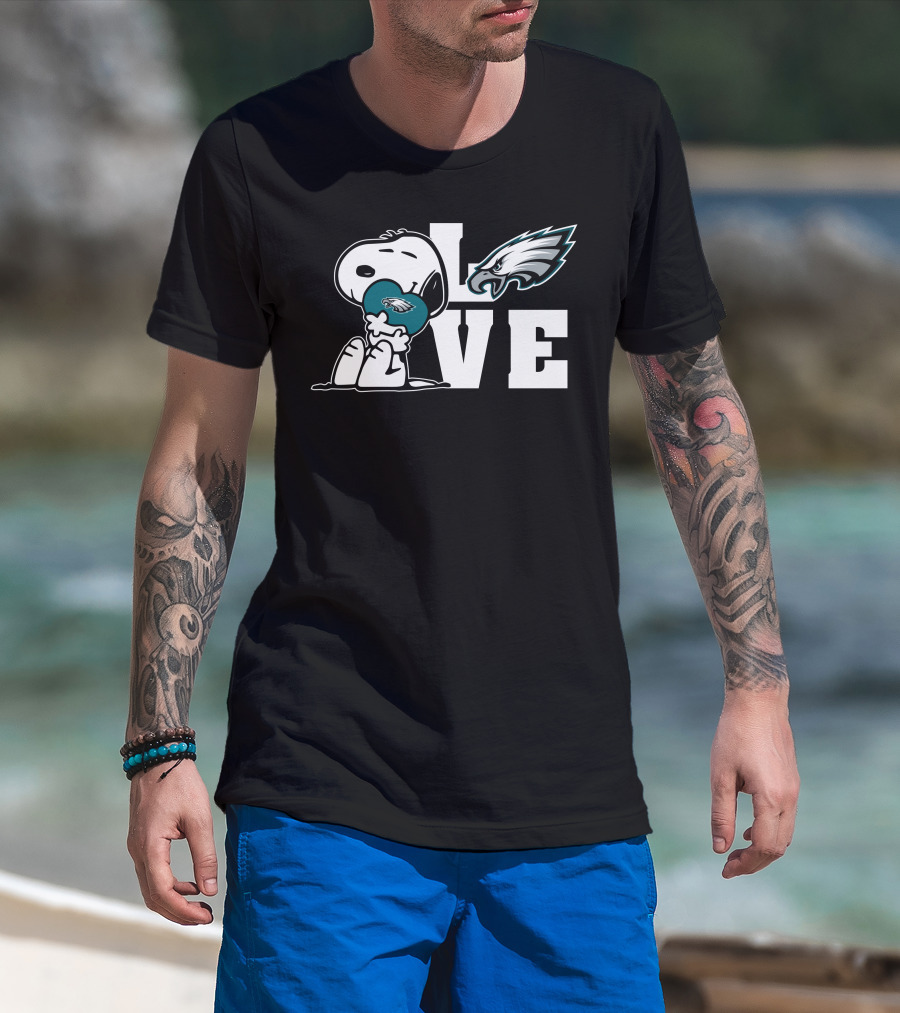 Snoopy Love Philadelphia Eagles Heart T-Shirt