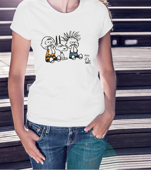Charlie Brown Snoopy Woodstock Boo Halloween Peanuts Gang T-Shirt