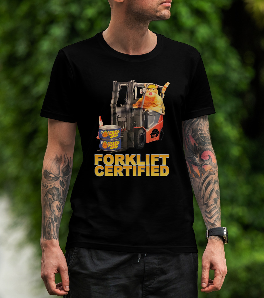 Forklift Certified Cat With Chef Pepe Soup Cans T-Shirt