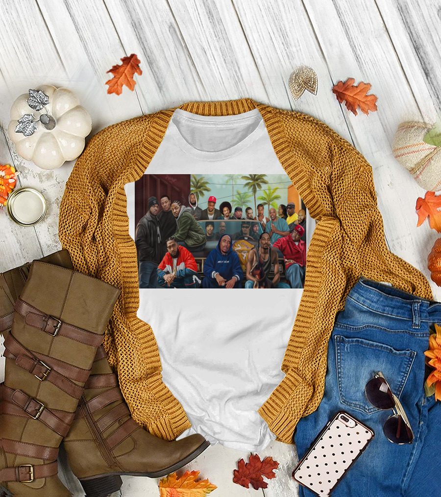 WCHH Hip Hop Legends Collage Icons in Urban Street Scene T-Shirt
