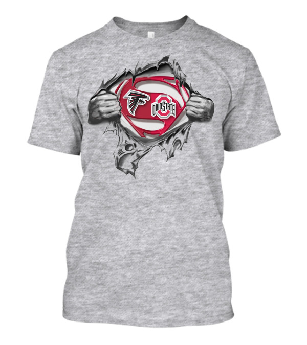 Atlanta Falcons Ohio State Buckeyes Superman Logo Torn Reveal T-Shirt