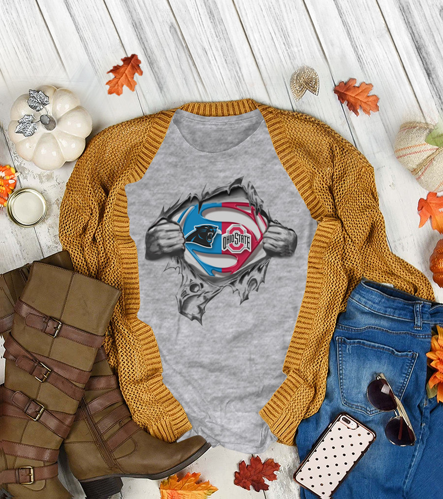 Carolina Panthers Ohio State Buckeyes Emblem Fusion T-Shirt