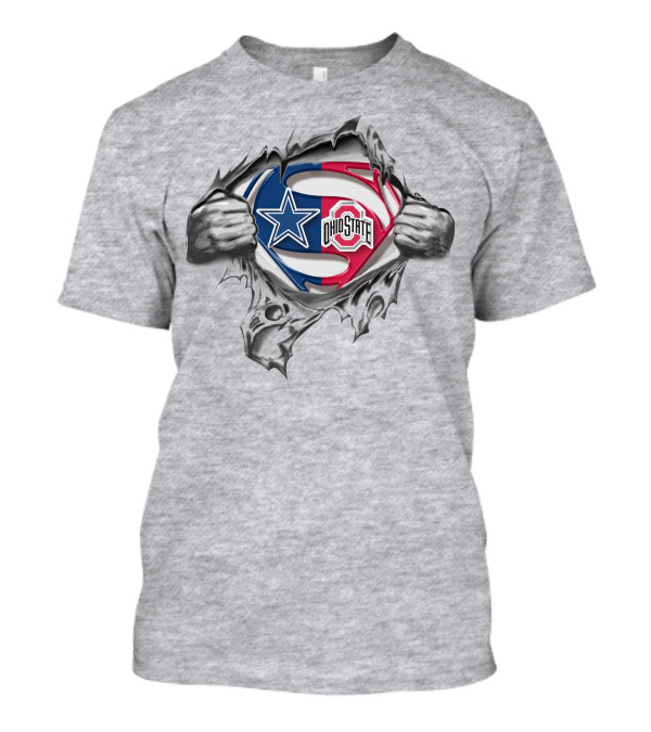 Dallas Cowboys Ohio State Buckeyes Superman Logo Combination T-Shirt