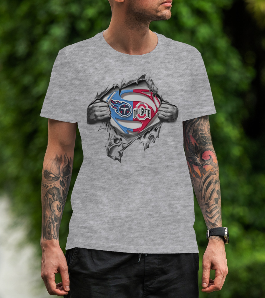 Tennessee Titans Ohio State Buckeyes Superman Emblem T-Shirt