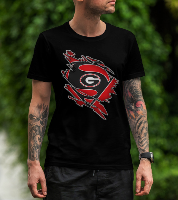 Georgia Bulldogs Superman Logo Fusion T-Shirt