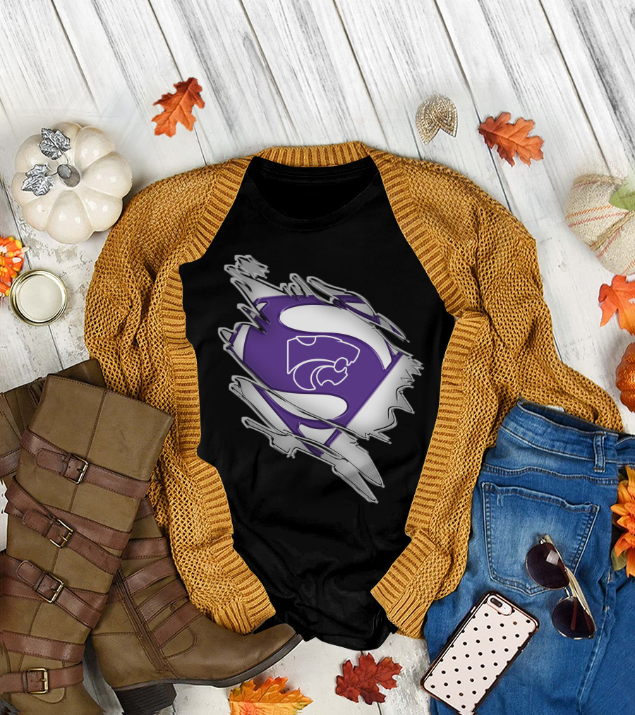 Kansas State Wildcats Superman Logo Scratch Effect T-Shirt