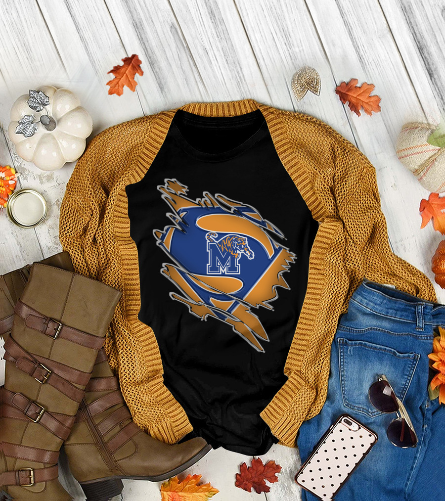 Memphis Tigers Superman Logo Rip T-Shirt