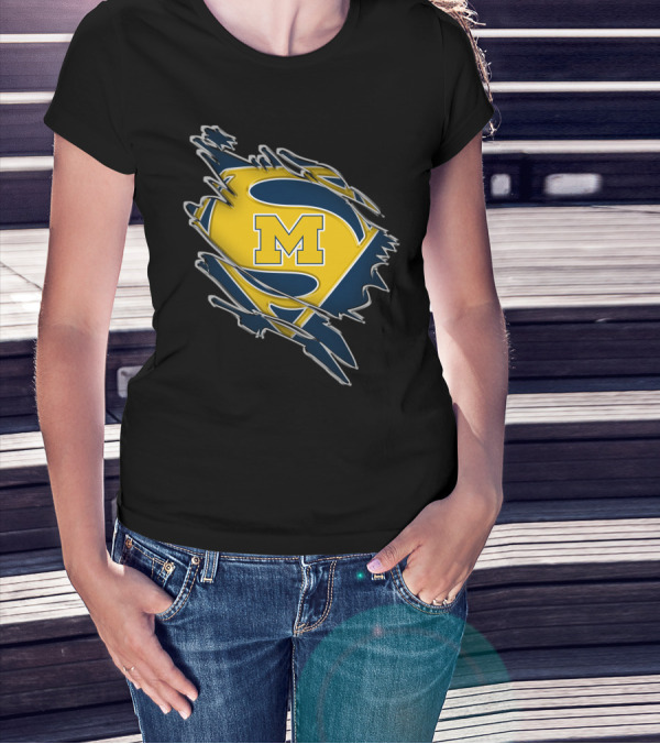 Michigan Wolverines Superman Logo Combination T-Shirt