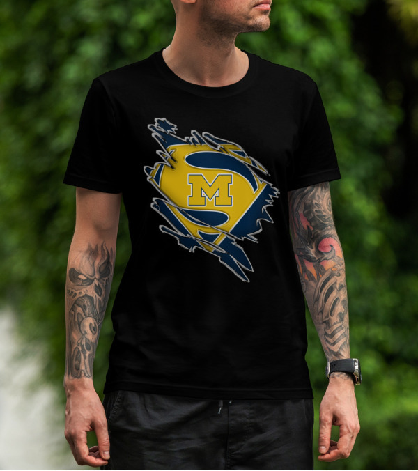 Michigan Wolverines Superman Logo Combination T-Shirt